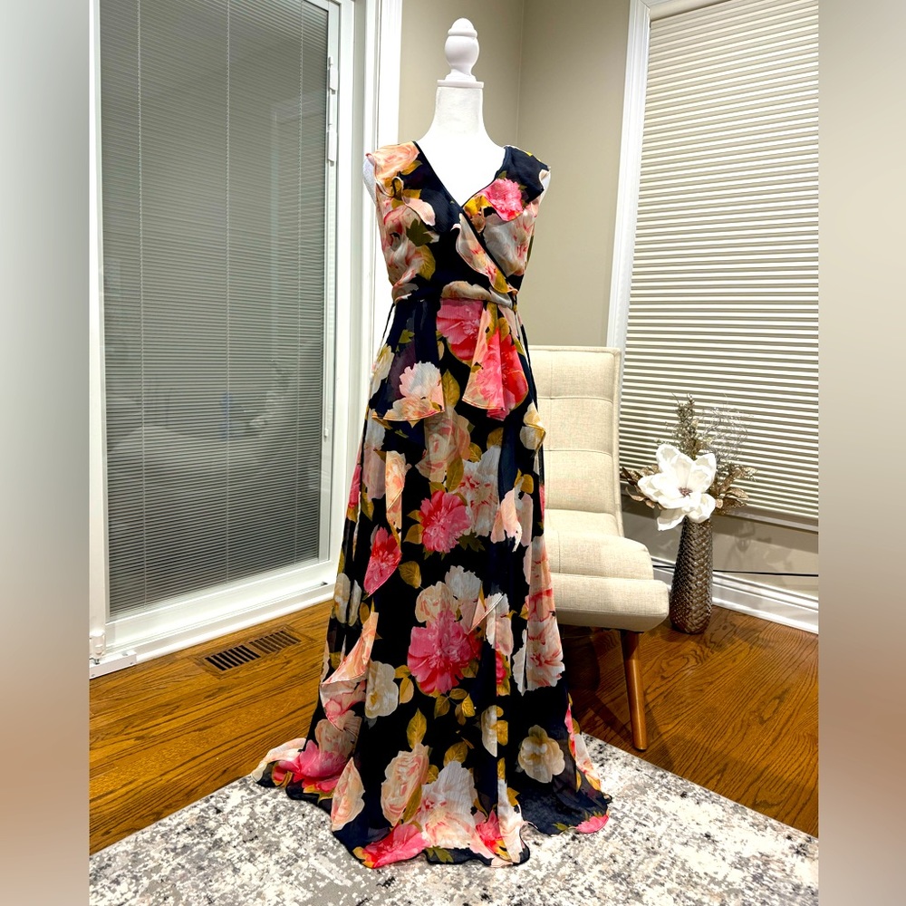 Karl Legerfeld Paris Chiffon Floral Dress Sleeveless Size 0